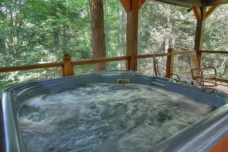 hot tub at Wild Time cabin in Gatlinburg