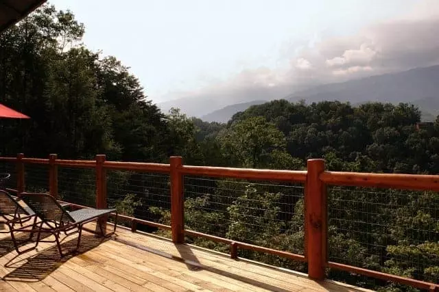 view of clouds covering the mountains from a Gatlinburg cabin