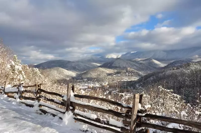 incredible photo of Gatlinburg TN in winter covered in snow