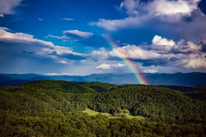 rainbow over the great smoky mountains