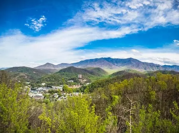 view of gatlinburg in the distance