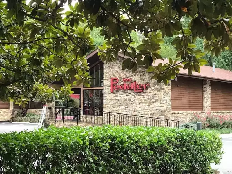 The outside of The Peddler Steakhouse in Gatlinburg TN.