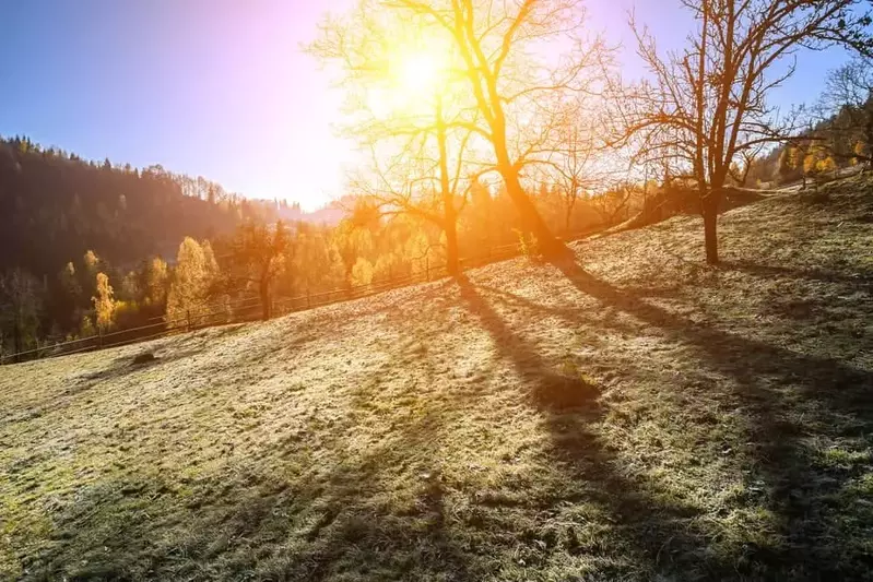 beautiful sunrise photo of the mountains in late fall