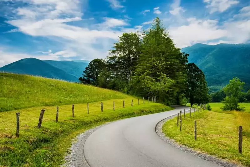 Scenic road through Cades Cove in Spring