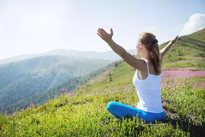 Woman enjoying the view in the Smoky Mountains