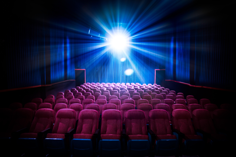 movie theater with shining light