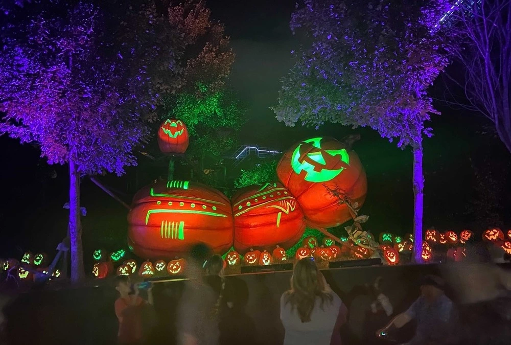glowing pumpkin structure at Dollywood's Harvest Festival