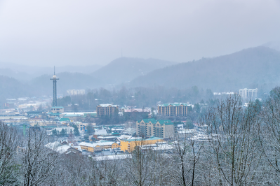 view of snow-covered Gatlinburg
