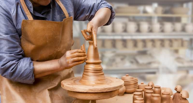 Man making pottery in the Smoky Mountains