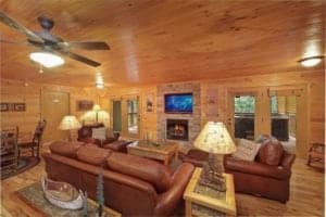 living room in a 5 bedroom cabin in Gatlinburg TN