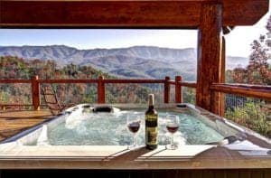 hot tub at Heavenly View Cabin with Parkside