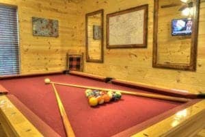 pool table in bear cove cabin