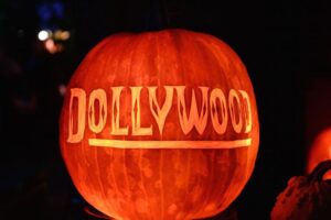 lit up pumpkin at Dollywood in Pigeon Forge